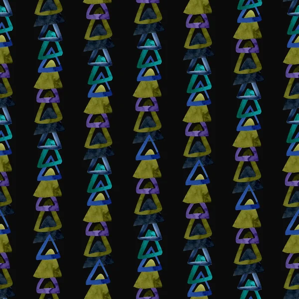 Acuarela verde y azul triángulos abstractos patrón sin costura —  Fotos de Stock