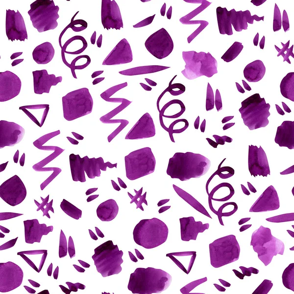 Aquarela roxo abstrato formas padrão sem costura — Fotografia de Stock