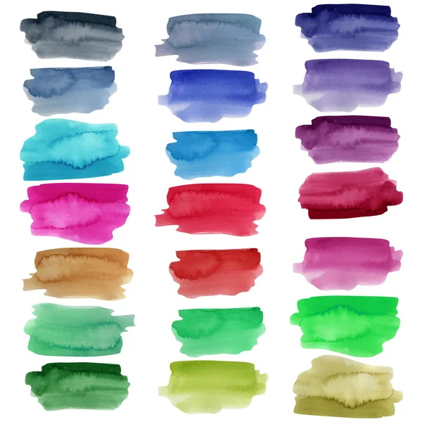 Watercolor strokes collection, bright color elements — Stock Photo, Image