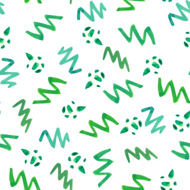 Sulu boya yeşil soyut seamless modeli zikzaklar