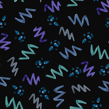 Suluboya mavi soyut seamless modeli zikzaklar