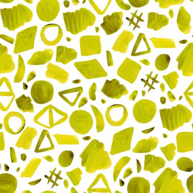 Dikişsiz desen suluboya sarı soyut şekiller