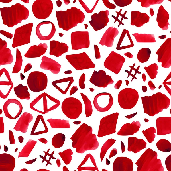 Aquarell rote abstrakte Formen nahtloses Muster — Stockfoto