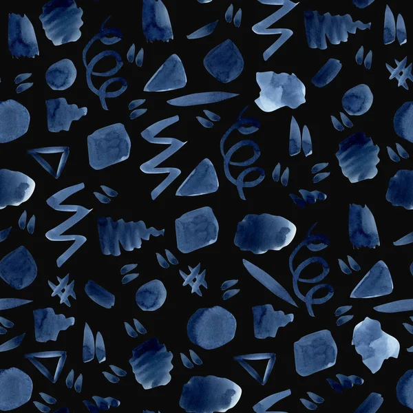 Абстрактные формы акварели индиго — стоковое фото