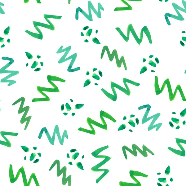 Sulu boya yeşil soyut seamless modeli zikzaklar