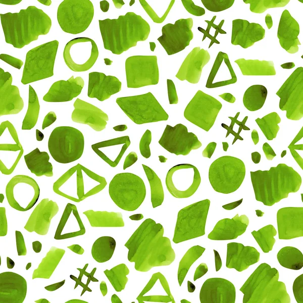 Aquarela verde abstrato formas sem costura padrão — Fotografia de Stock