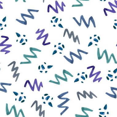 Suluboya mavi soyut seamless modeli zikzaklar