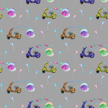 Suluboya şenlikli motosiklet seamless modeli