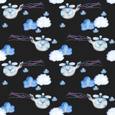 Suluboya şenlikli helikopter seamless modeli