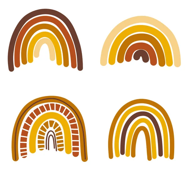 Colección Arco Iris Otoño Colores Miel Amarillo Marrón Elementos Aislados — Archivo Imágenes Vectoriales