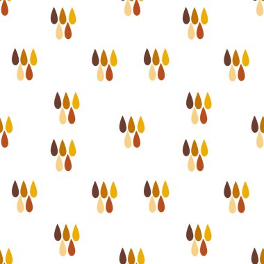 Beyaz zemin üzerinde bal, sarı ve kahverengi renkli el damlalarının kusursuz çizimi, vektör illüstrasyonu