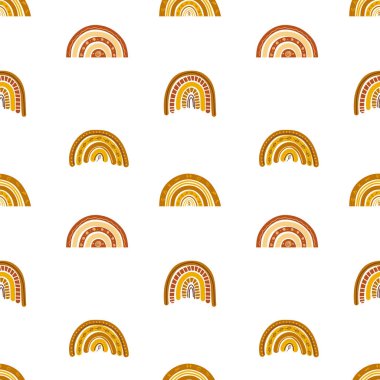 Bal rengi boho sonbahar gökkuşağı, beyaz arkaplan üzerinde sarı ve kahverengi renkler, vektör illüstrasyon