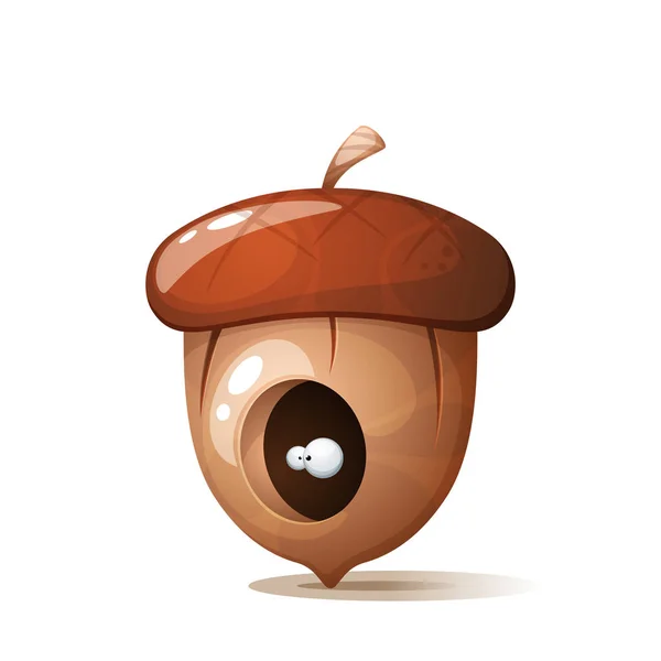 Ojo de agujero en bellota, ilustración de frutos secos — Vector de stock