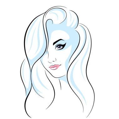 Güzel kafa kız - hat illüstrasyon.
