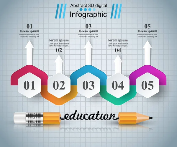 Олівець, піктограма освіти. Ділова інфографіка . — стоковий вектор