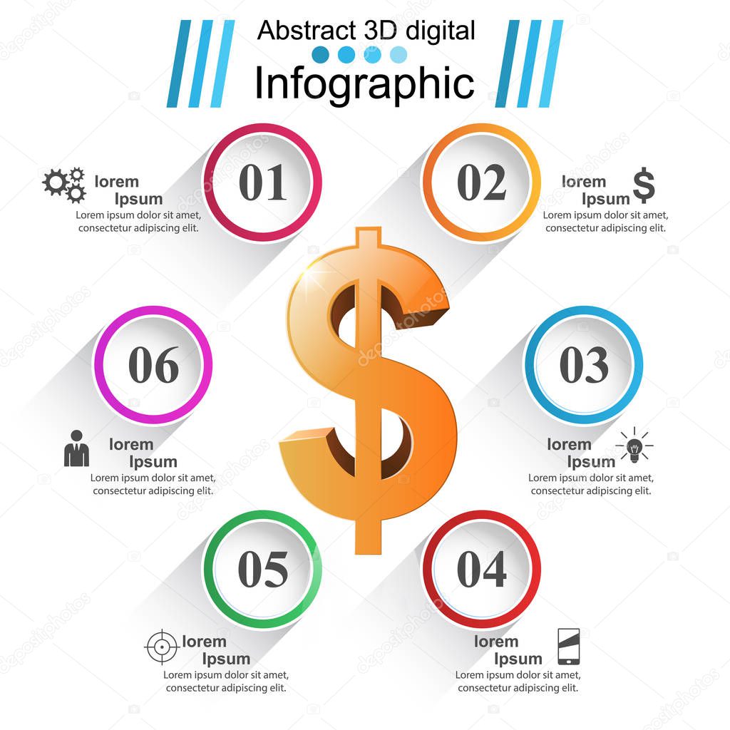 Business Infographics. Dollar, Money icon.