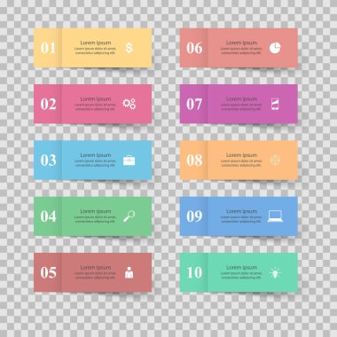 Infographic tasarım. 10 bileşen listesi.