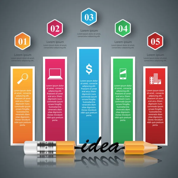 Potlood, onderwijs pictogram. Zakelijke infographic. — Stockvector