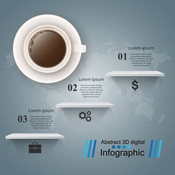 Taza, café, té, bebida - infografía de negocios . — Archivo Imágenes Vectoriales