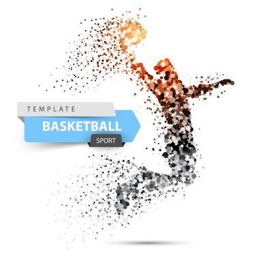 Nokta basketbol illüstrasyon. Basketbol oyuncu topu atar.