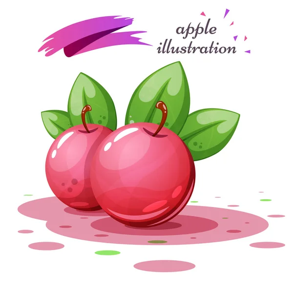 Яблочный лист и сок - мультяшная иллюстрация . — стоковый вектор