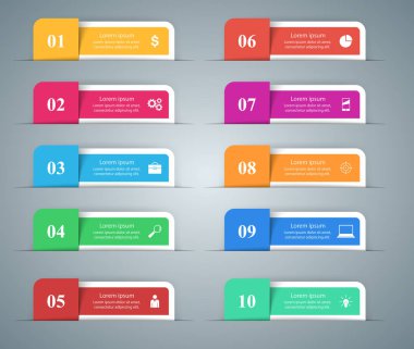 Infographic tasarım. 10 bileşen listesi.