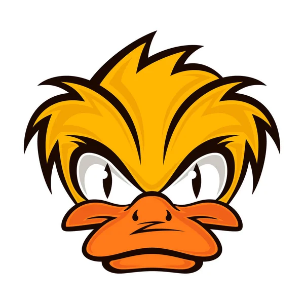 Cartoon evil face duck on the grey background. — Stock Vector