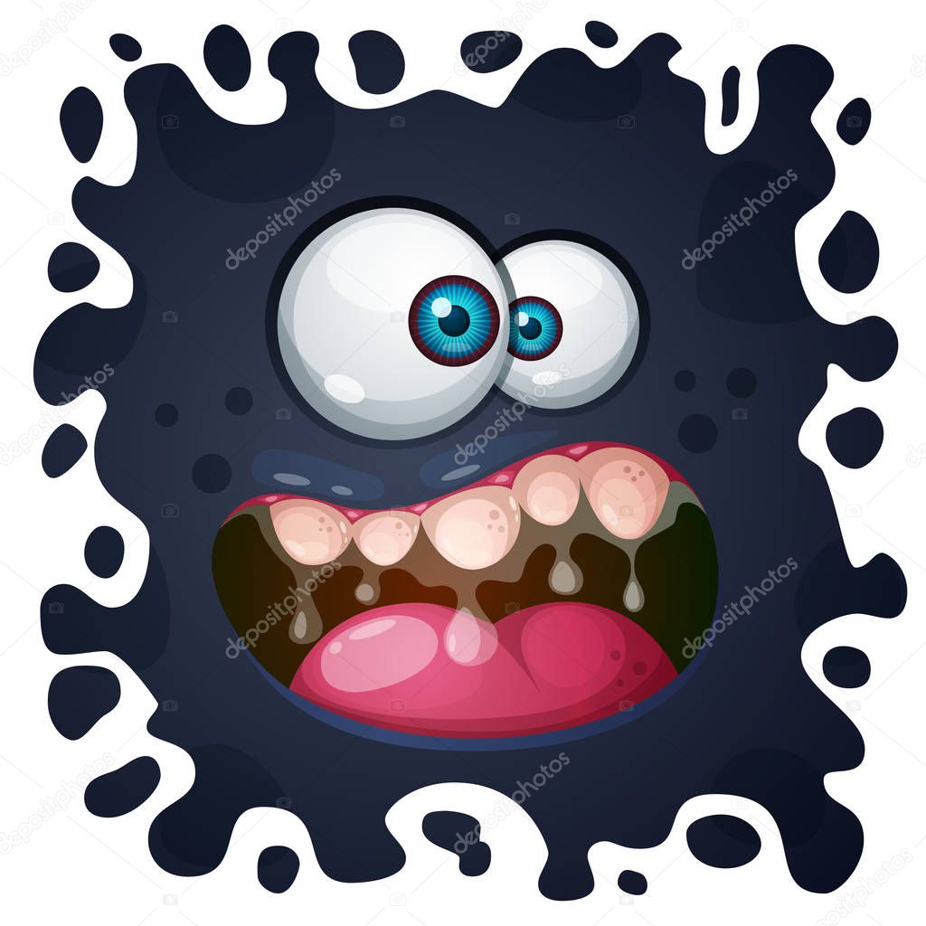 Cute, funny, crazy monster character. Halloween illustration. Printing on T-shirts.