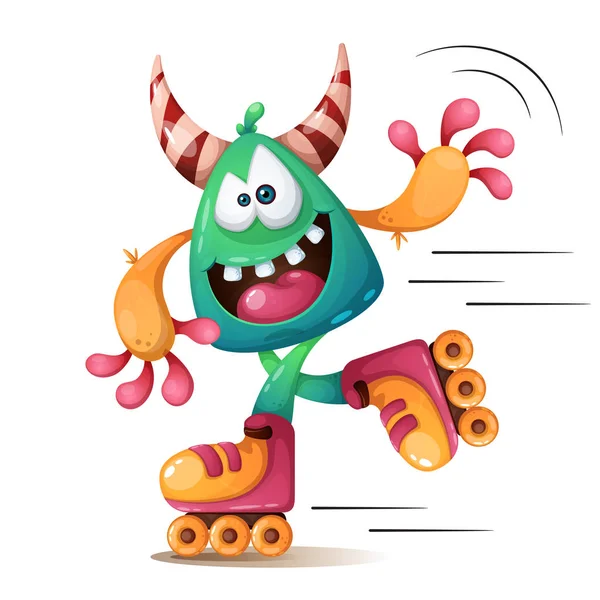 Faunny, Sevimli, çılgın monscter karakterler. Roller buz illustraton.