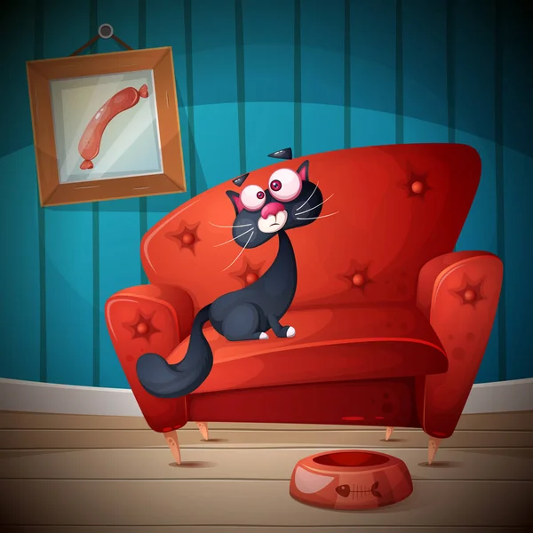 un gato durmiendo encima de la mesa al lado de la chimenea — Vector de