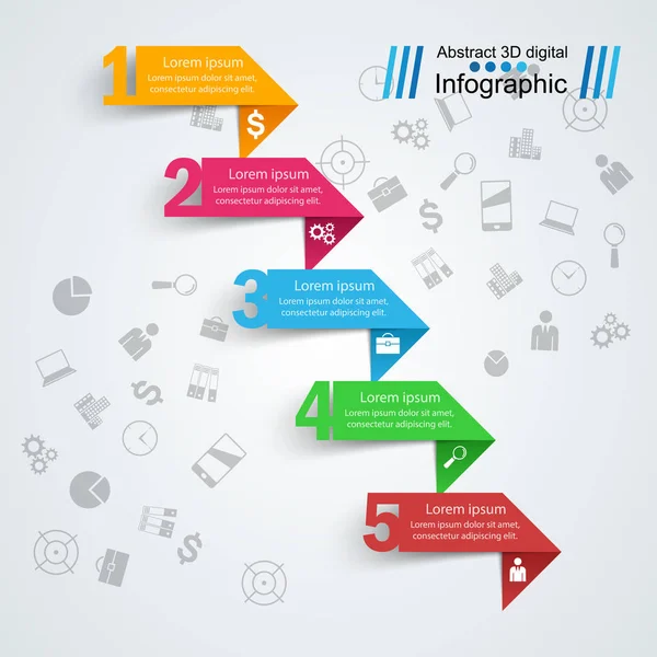 Infographie en couleurs des entreprises. Icône numérique. Icône marketing . — Image vectorielle