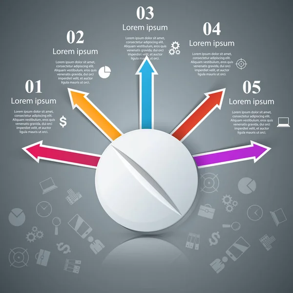 Medicina, infografía de negocios de salud. Píldora, icono de tableta . — Vector de stock