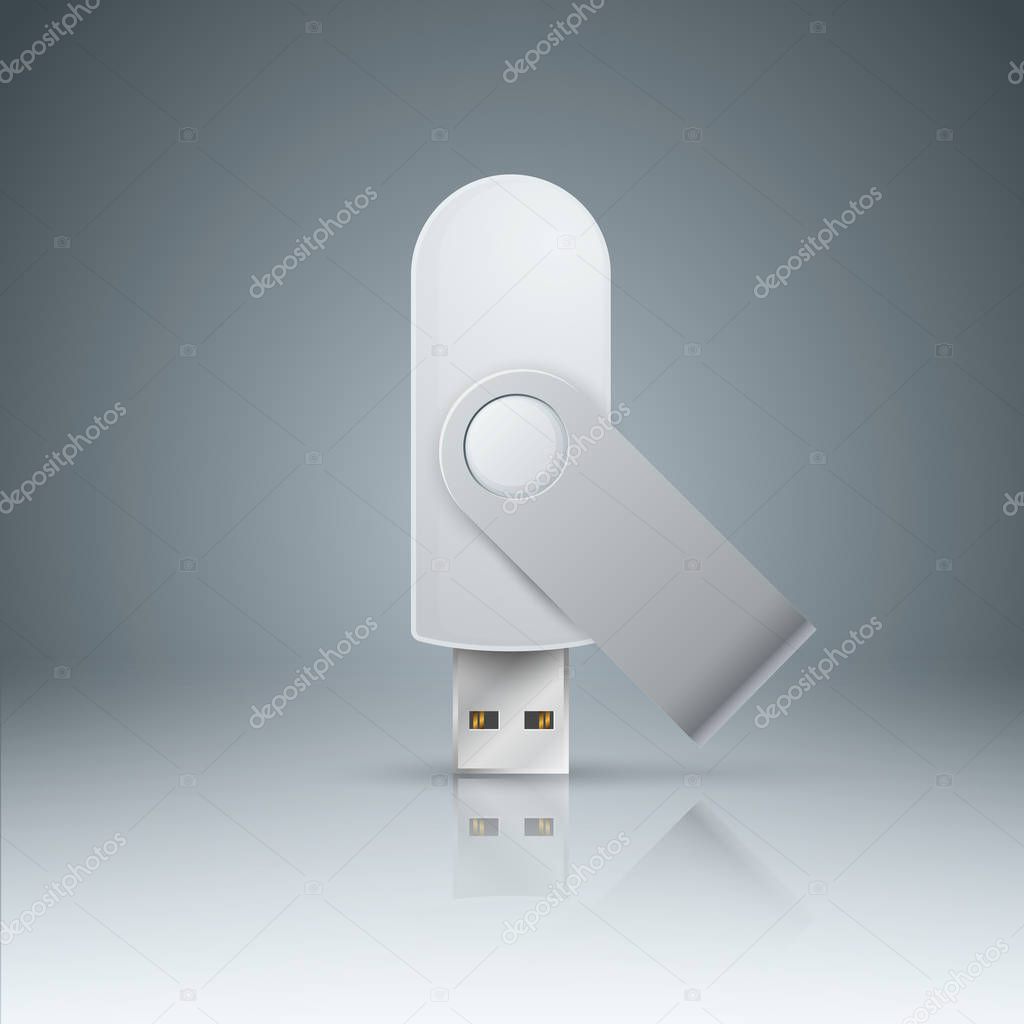 Flash usb - realistic icon on the grey background