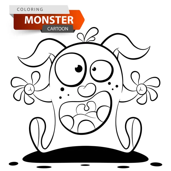 Funny, cute, crazy cartoon monster character. Coloring illustration. — Stock Vector