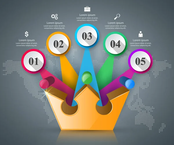 Icono de corona. Infografías abstractas de negocios . — Archivo Imágenes Vectoriales