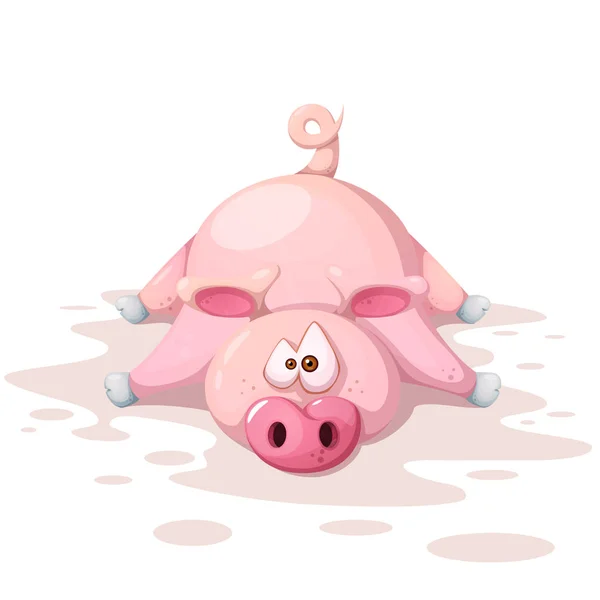 Cute, funnny, crazy pig characters. Symbol of the year 2019. — Stock Vector