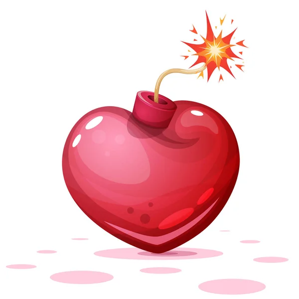 Corazón, ilustración de la bomba en el fondo blanco . — Vector de stock