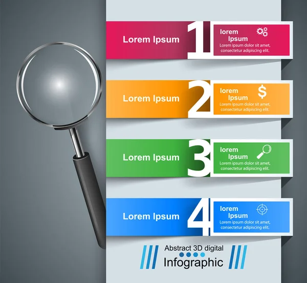 Infographie d'entreprise. icône Loupe . — Image vectorielle