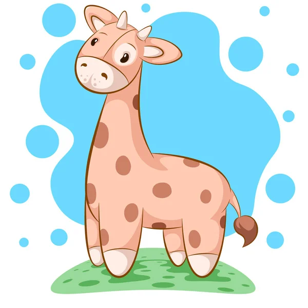 Girafa de pelúcia bonito, engraçado - ilustração dos desenhos animados . —  Vetores de Stock
