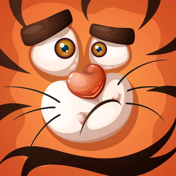 Drôle, mignon, fou personnage de tigre . — Image vectorielle