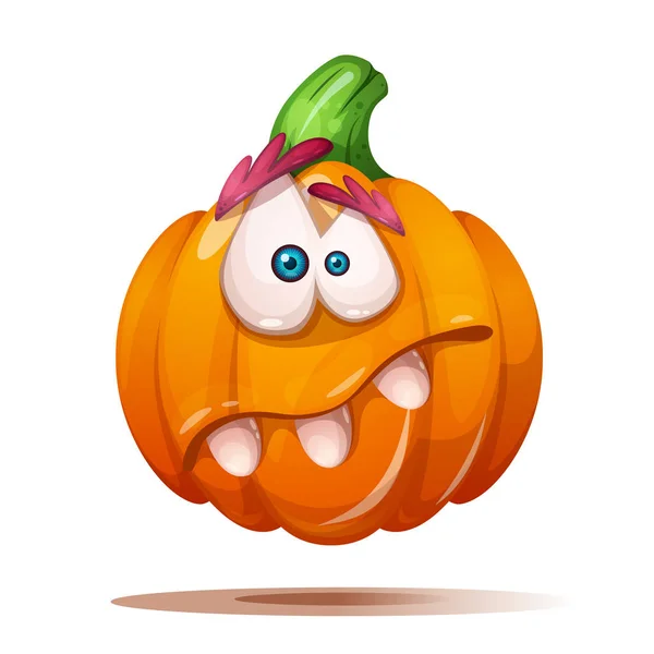 Personagens Bonitos Engraçados Loucos Abóbora Ilustração Halloween Vector Eps — Vetor de Stock