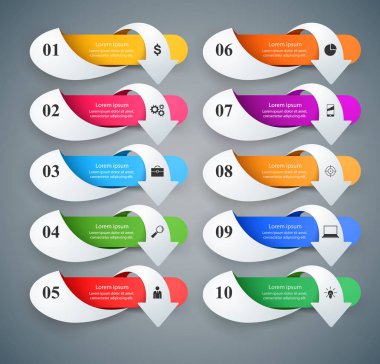 Infographic tasarım. 10 bileşen listesi.