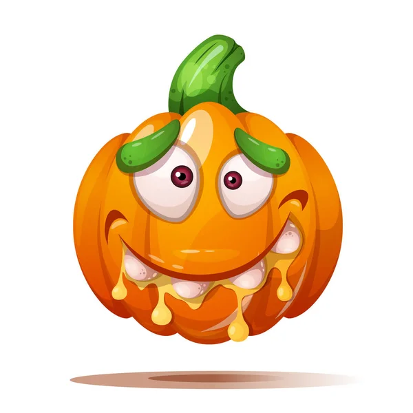 Personagens bonitos, engraçados e loucos de abóbora. ilustração Halloween . — Vetor de Stock