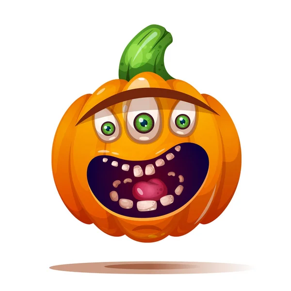 Personagens bonitos, engraçados e loucos de abóbora. ilustração Halloween . — Vetor de Stock