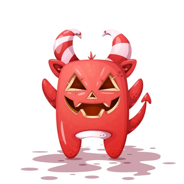 Drôle, mignon diable fou, caractère de citrouille. Illustration Halloween . — Image vectorielle