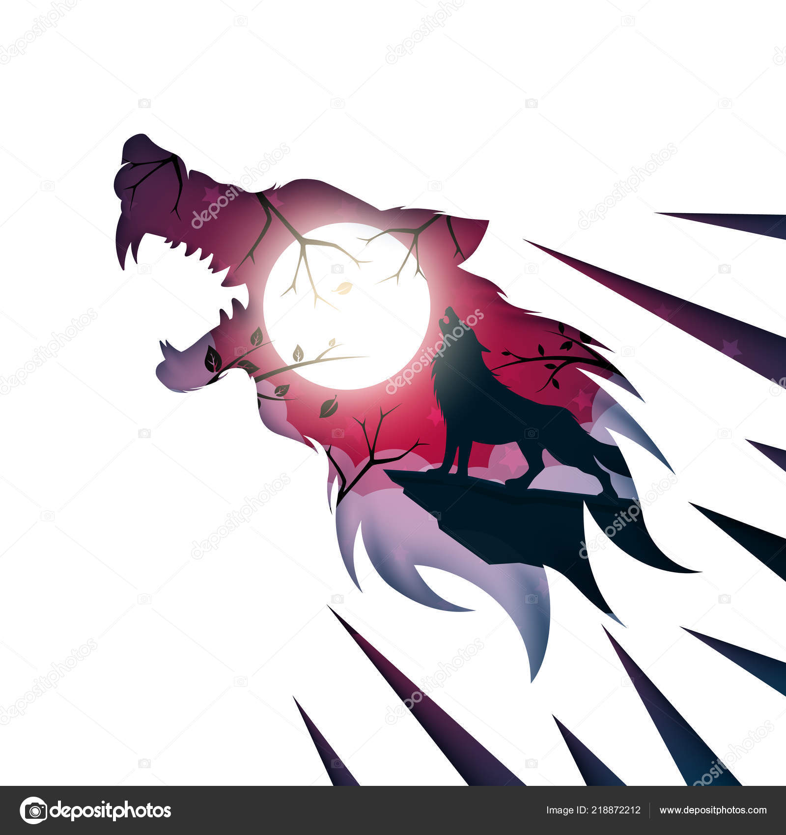 Loup Garou Loup Chien Corbeau Corneille Illustration