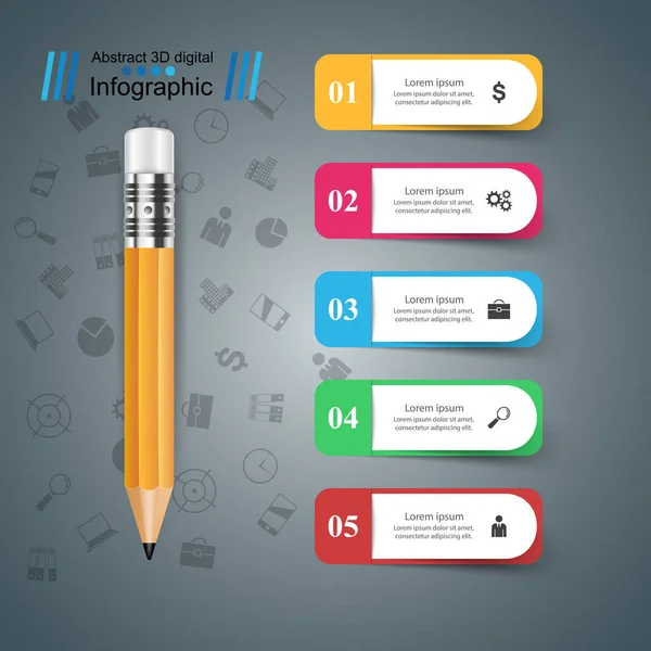 Ceruza, oktatási ikonra. Üzleti infographic. — Stock Vector
