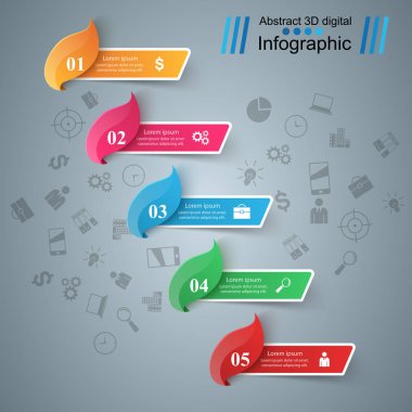 Beş öğe Infographic. İş fikri.