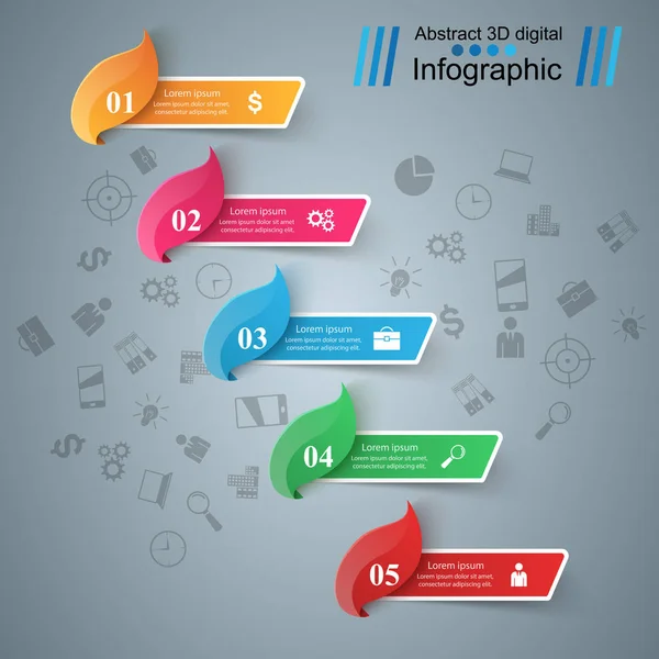 Infografika pět položek. Podnikatelský nápad. — Stockový vektor