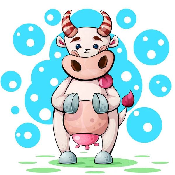Χαριτωμένο, αστείο, όμορφη αγελάδα χαρακτήρες με καρδιά — Διανυσματικό Αρχείο